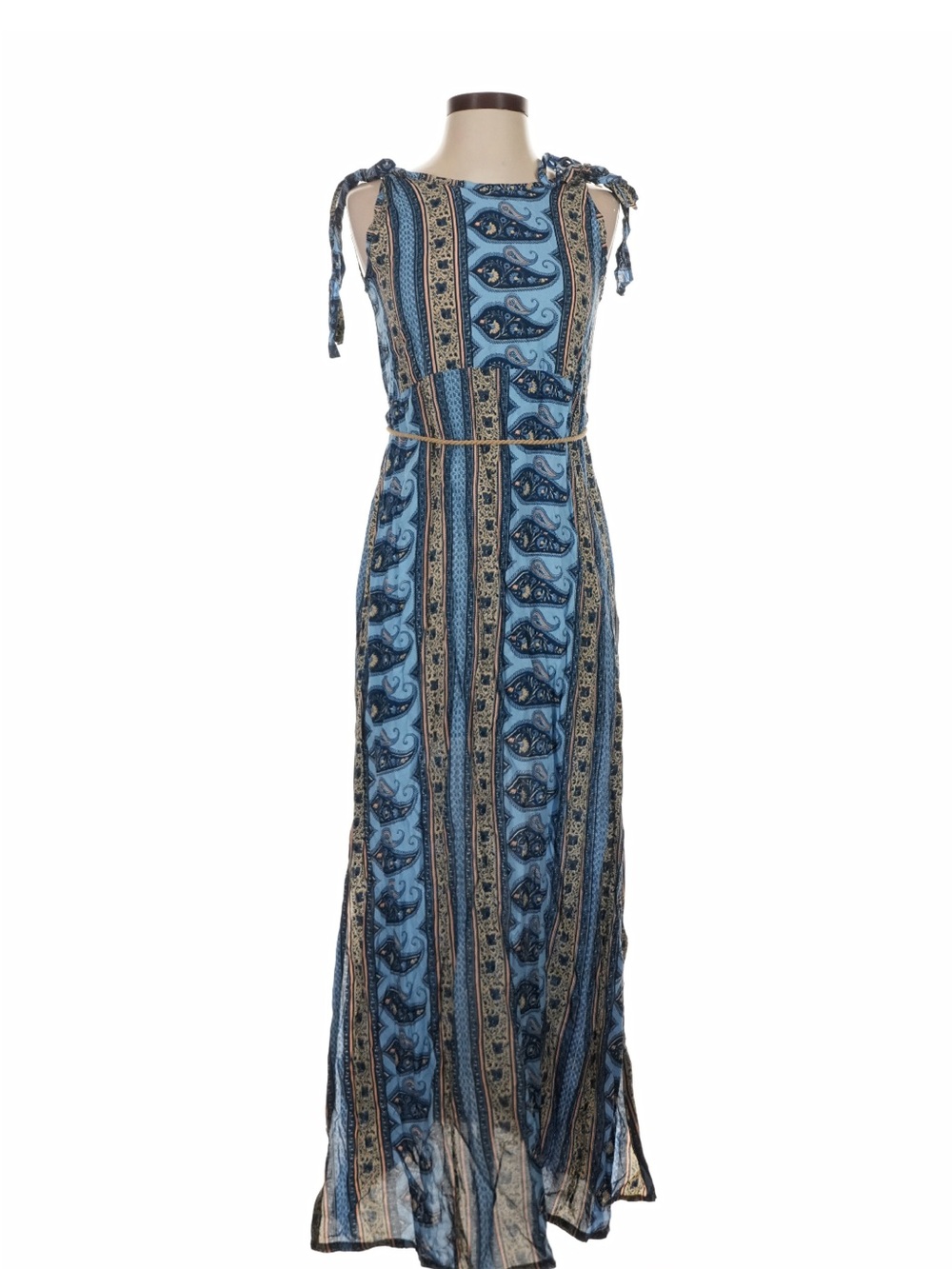 Faithfull the Brand Paisley Tie Shoulder and Rope Belt Maxi Dress NWT